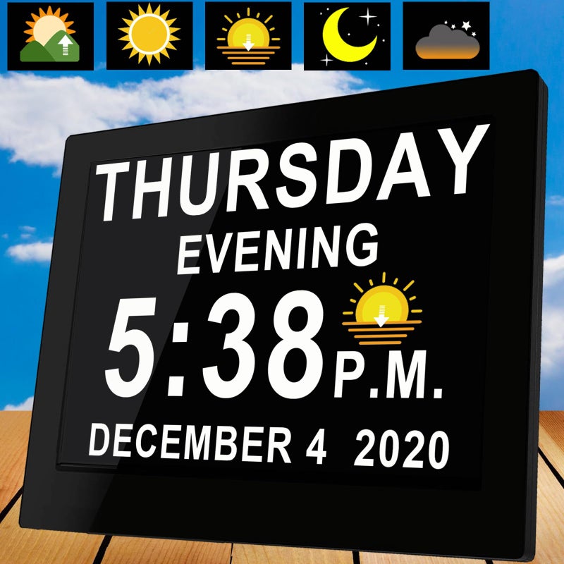 VÃ©faÃ®Ã® 20 Alarms Digital Clock 8 INCH Large with 1280 * 800P HD, Auto DST, Custom Reminders, 6 Display, 7 Color Modes, 10-Level Auto Dimmer, Clock for Seniors & Schoolkids- with Remote - Image 1